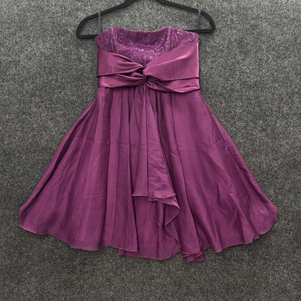 Jessica McClintock Gunne Sax Vintage 90s Purple Strapless Sequin Mini Dress 3